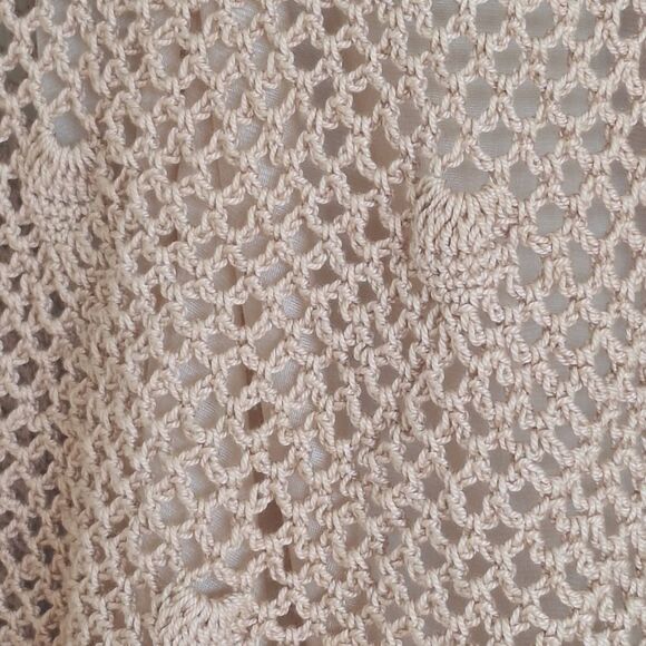 Ecru Crochet Boho Midi Skirt Cotton Sz M Slip Lining Philippines Doily Skirt - Picture 6 of 16